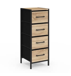 Beistellmöbel „Iris“ mit 4 Schubladen – Holz und Schwarz