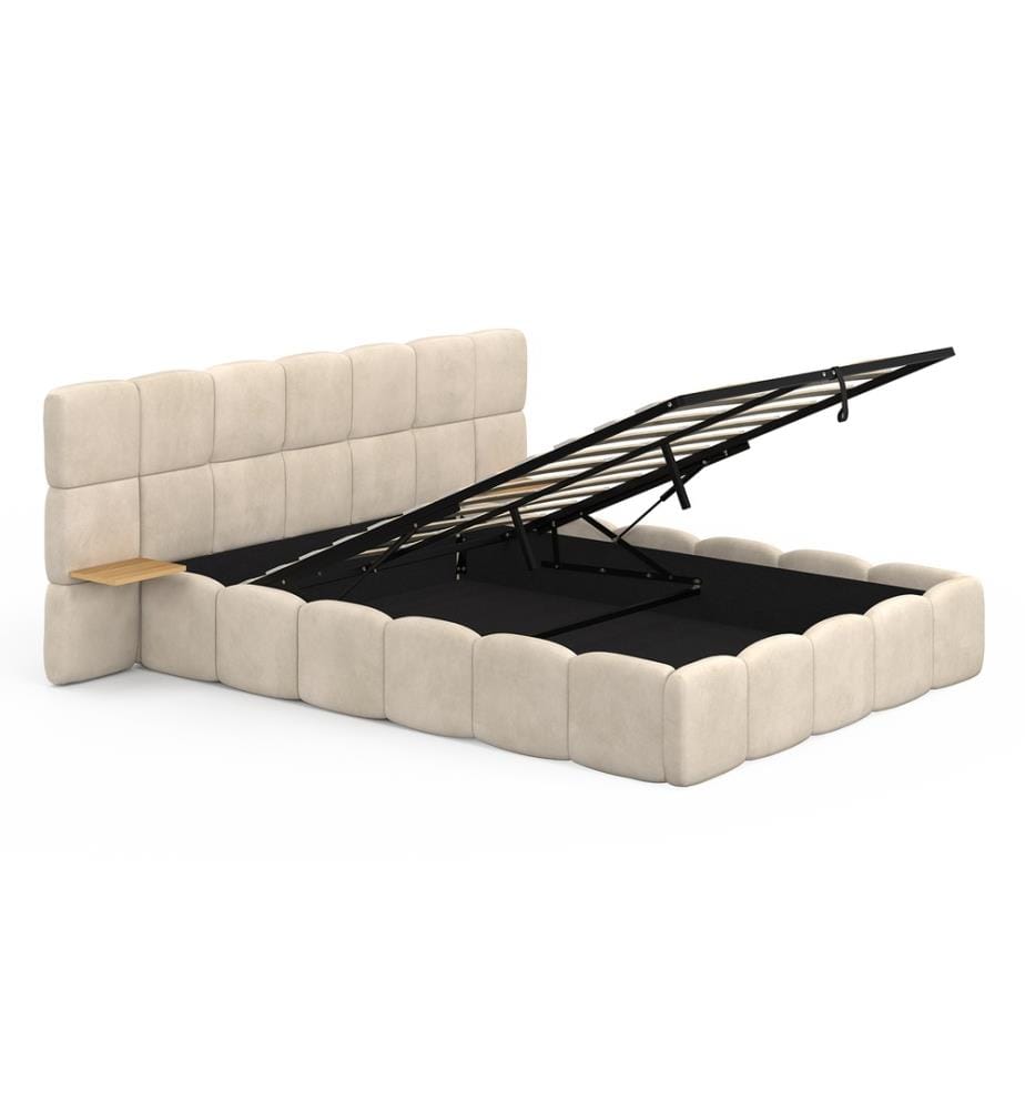 Bett mit Stauraum 140 x 190 cm – Bubble – Beige