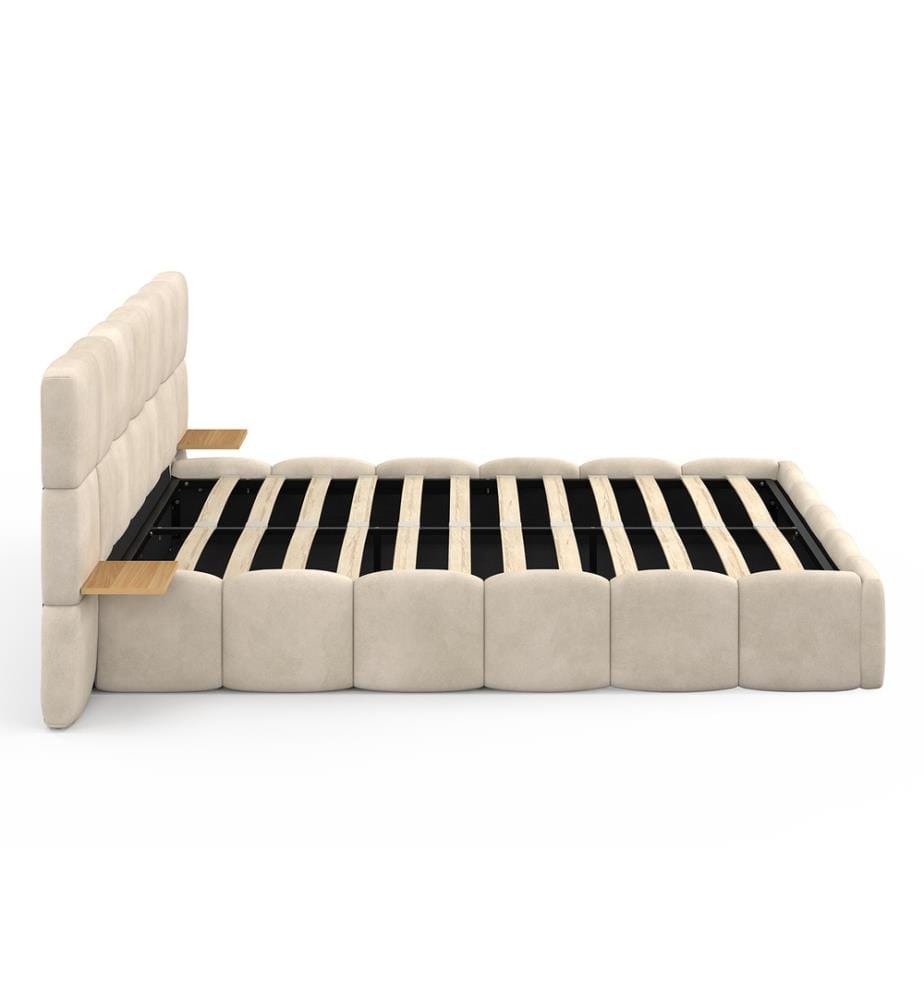 Bett mit Stauraum 140 x 190 cm – Bubble – Beige