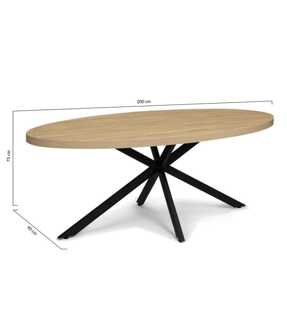 Esstisch Celeste 200 x 90 x 75 cm - Schwarz & Braun