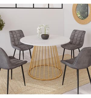 Esstisch Adelle 110 cm - Marmor und Schwarz