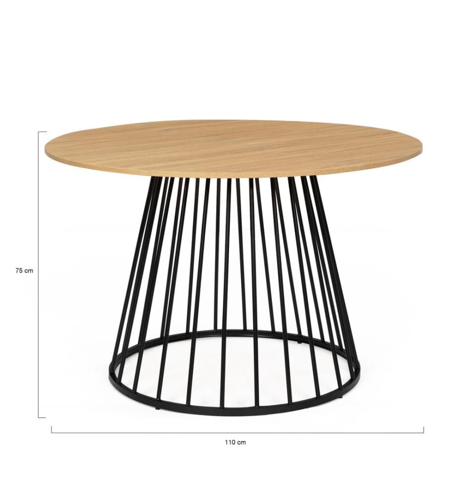 Esstisch Adelle runde Tischplatte Holz 110cm - Braun und Schwarz