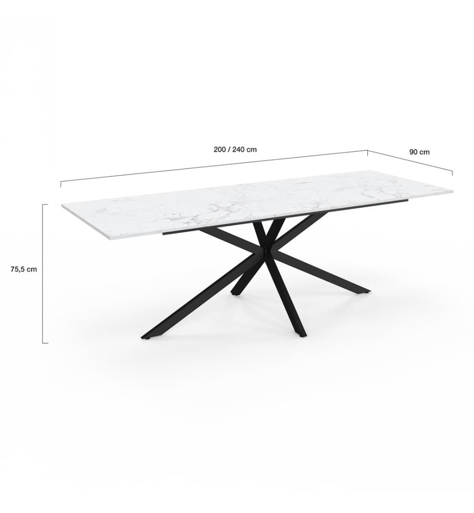 Tavolo da pranzo allungabile Glam 200-240cm - Bianco e nero