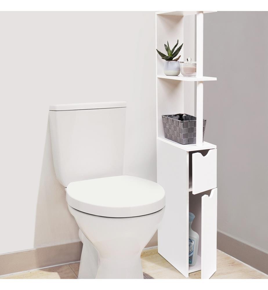 WC-Möbel mit Regalen - Weiss + 2 Türen 118cm - Weiss