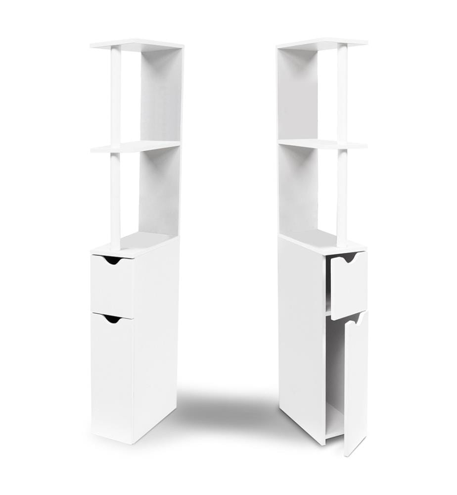 WC-Möbel mit Regalen - Weiss + 2 Türen 118cm - Weiss