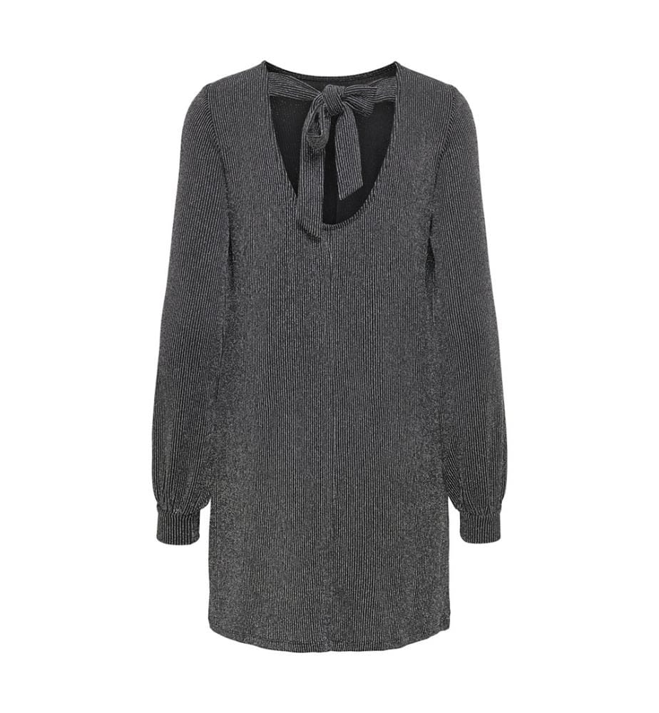 Sequinned Bow Dress - Black Silver Glitter
