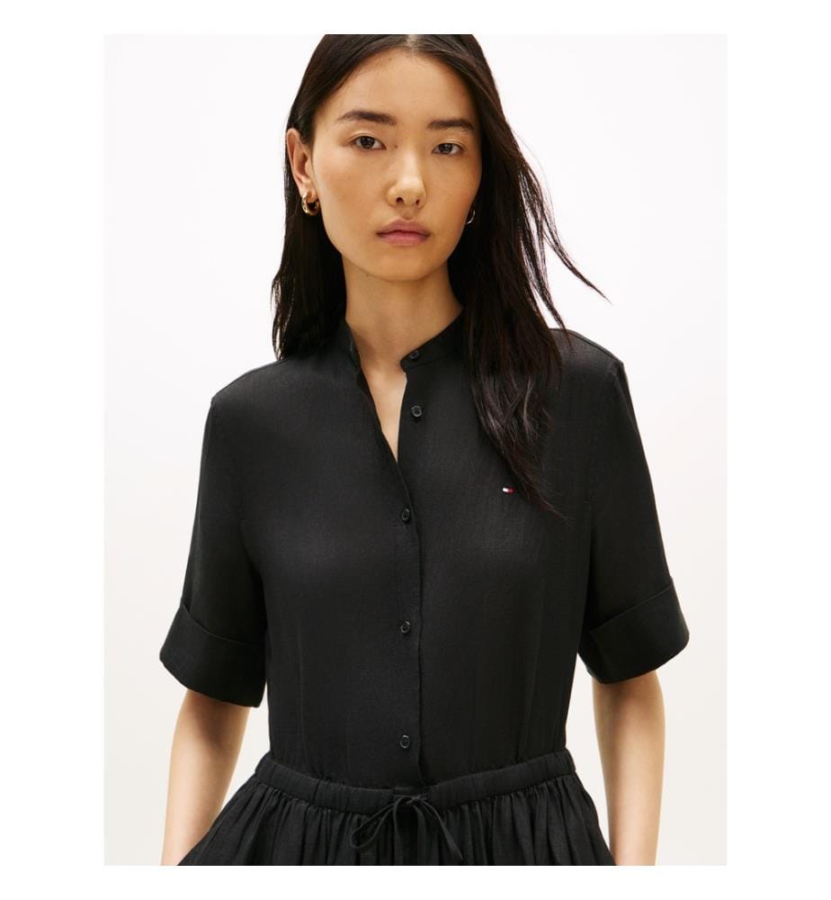 Robe Chemise en Lin - Noir