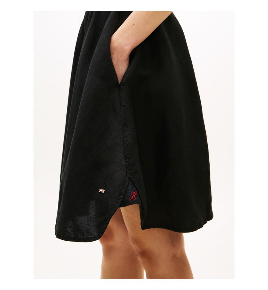 Robe Chemise Courte à Ceinture - Noir