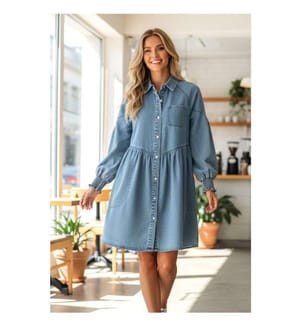 Blaues Jeanshemd mit gerafften Ärmelbündchen - Beau-Blue