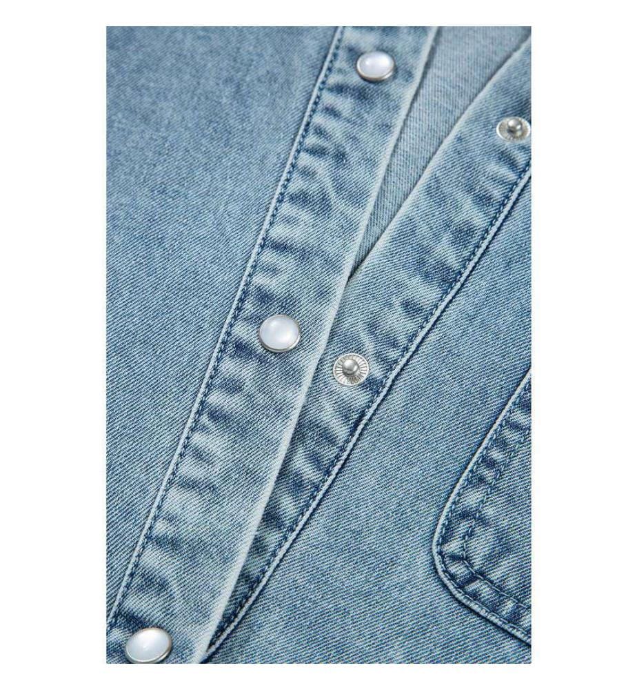 Blaues Jeanshemd mit gerafften Ärmelbündchen - Beau-Blue
