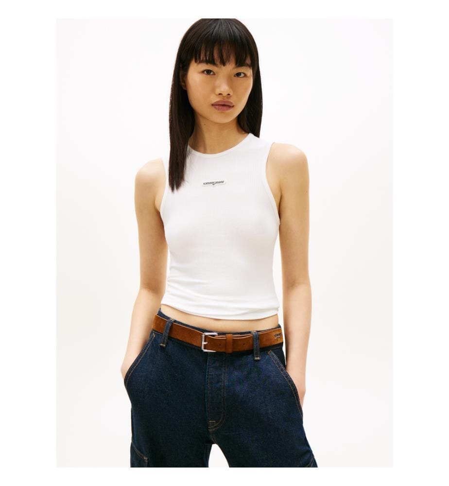 Débardeur Slim Script Label - Blanc