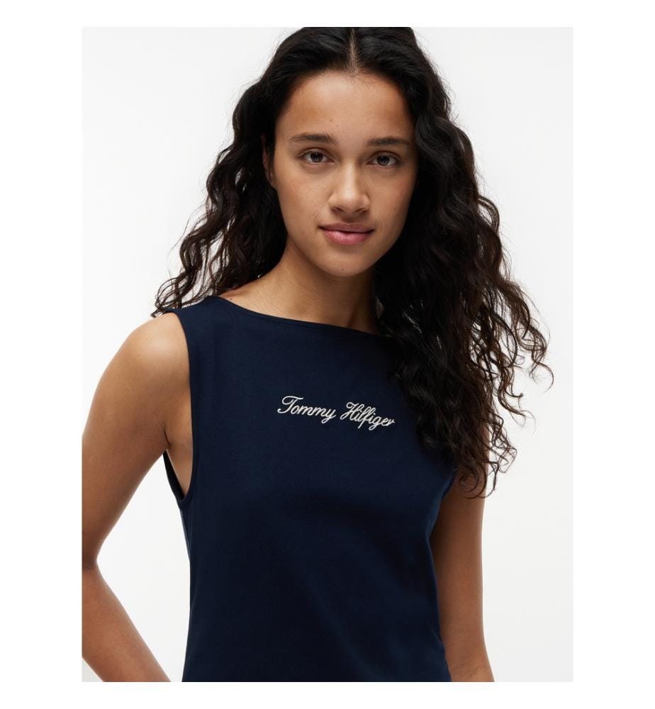 Figurbetontes Tanktop mit U-Boot-Ausschnitt – Dunkelblau