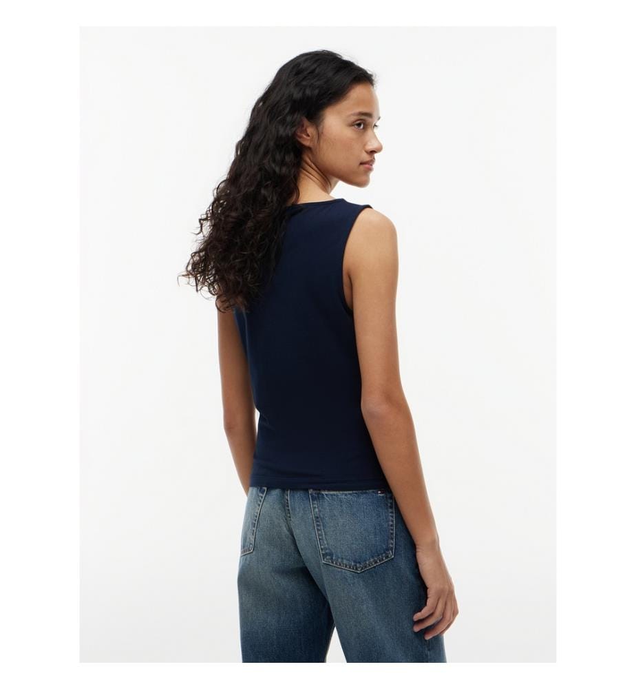 Figurbetontes Tanktop mit U-Boot-Ausschnitt – Dunkelblau