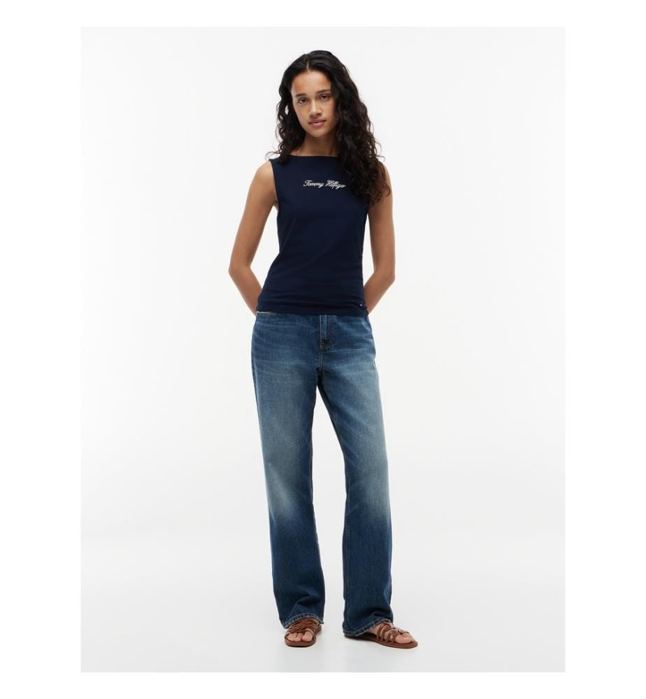 Figurbetontes Tanktop mit U-Boot-Ausschnitt – Dunkelblau