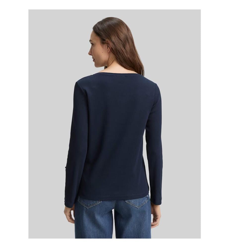 T-shirt Stripe Henley - Noir