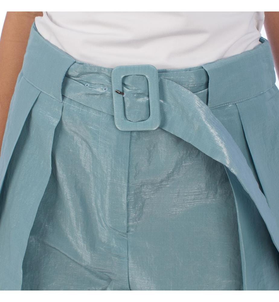 High Waisted Pleated Shorts - Turquoise