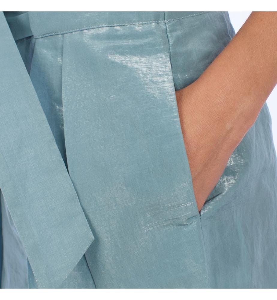 High Waisted Pleated Shorts - Turquoise