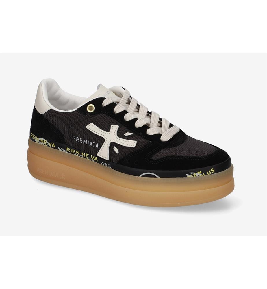Baskets Micol - Noir, Naturel et Blanc