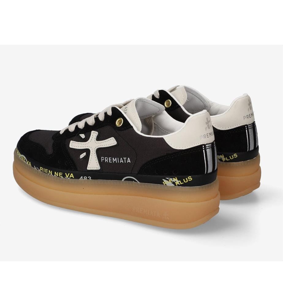 Baskets Micol - Noir, Naturel et Blanc