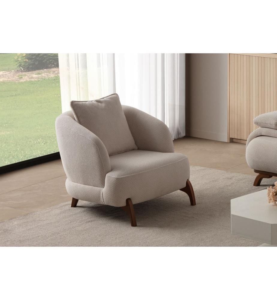 Bonjo Wingback Chair in Walnut - Beige