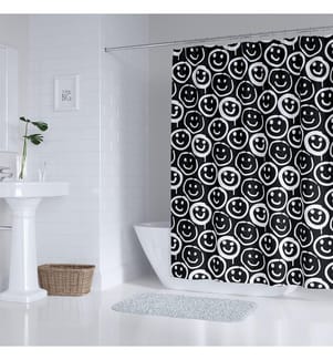 Duschvorhang - 180 x 200 cm - Weiss und Schwarz