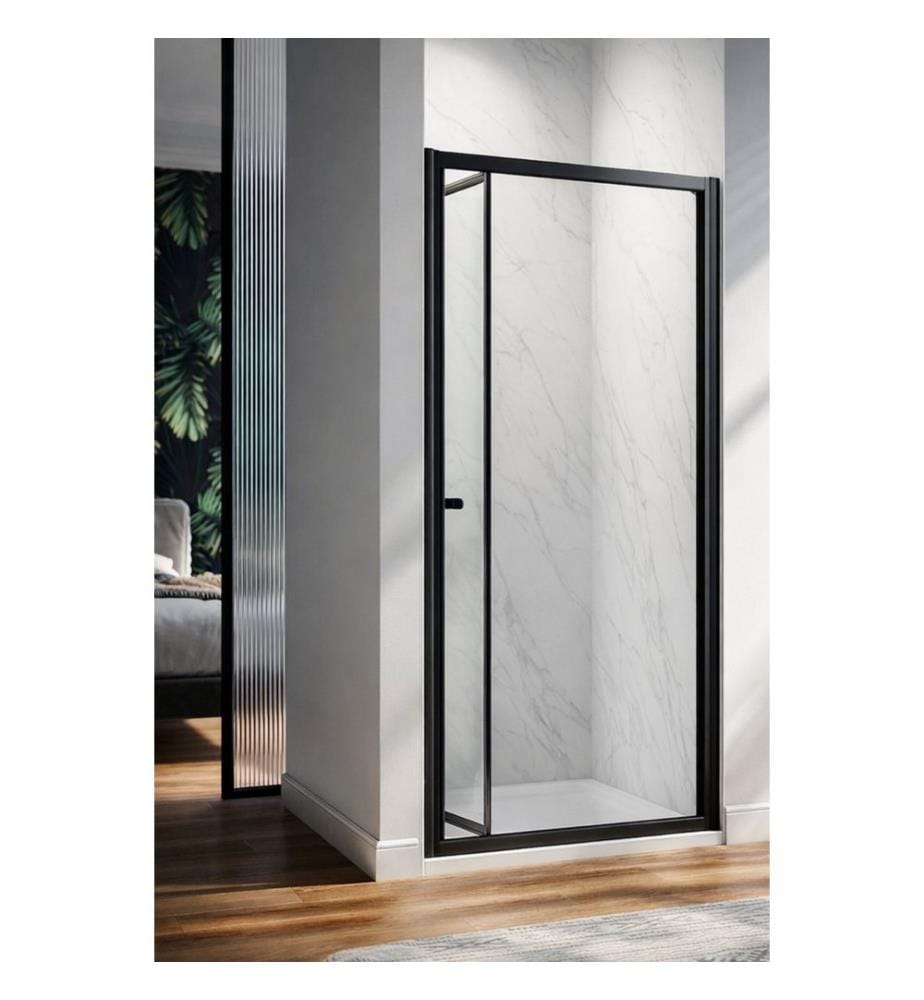 Cabine de douche, 100 % verre trempé, noir, transparent, 104 x 189