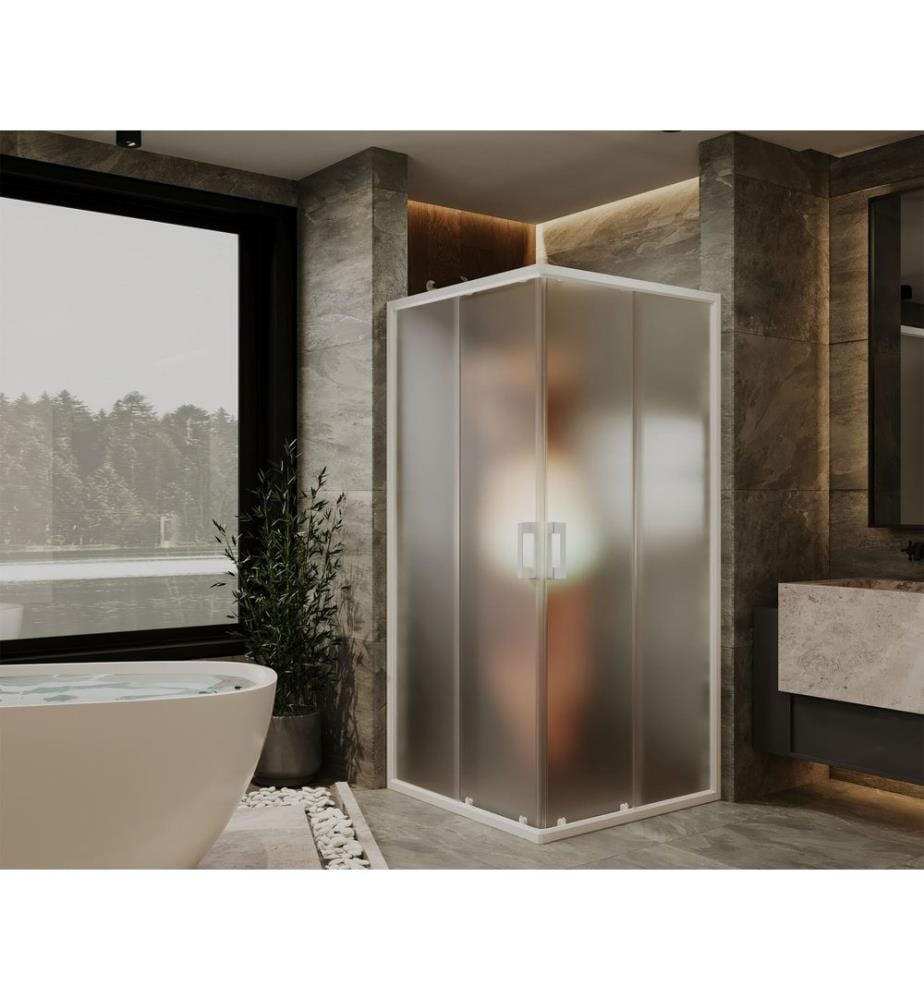 Cabine de douche, 100 % verre trempé, blanc, transparent, 115 x 189 x 115