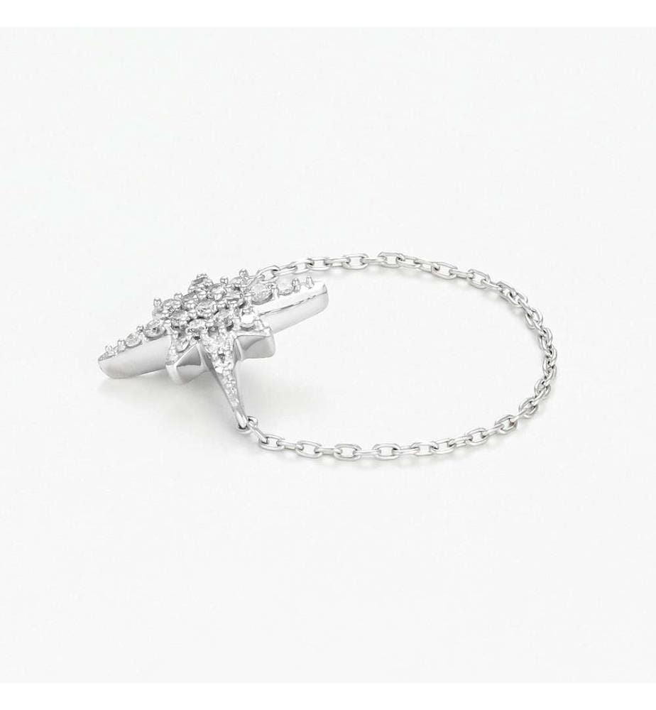 Chaine Star Ring - White Gold 375/1000