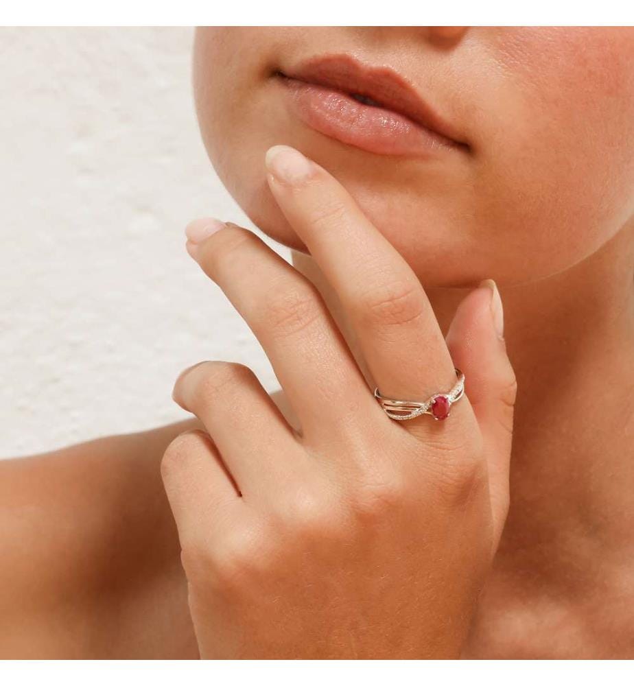 Ring Liebesrubin - Weissgold 375/1000