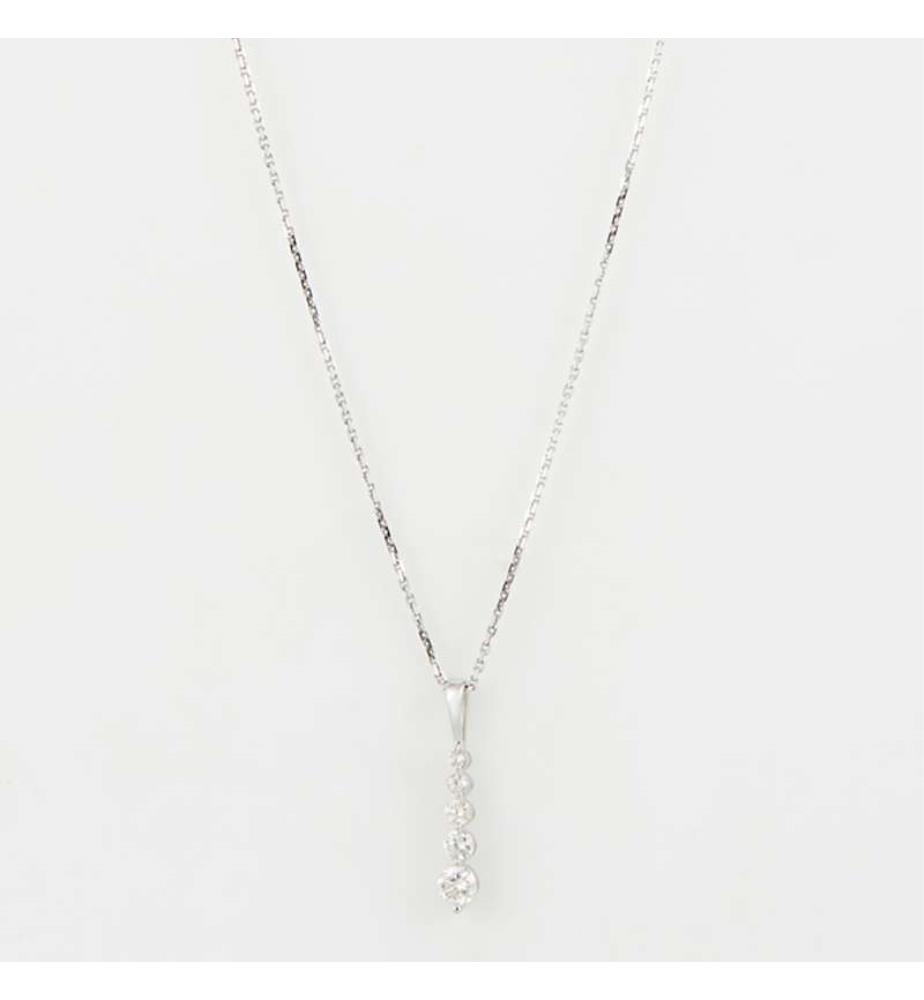 Pendentif 5diam's épuré - Or Blanc