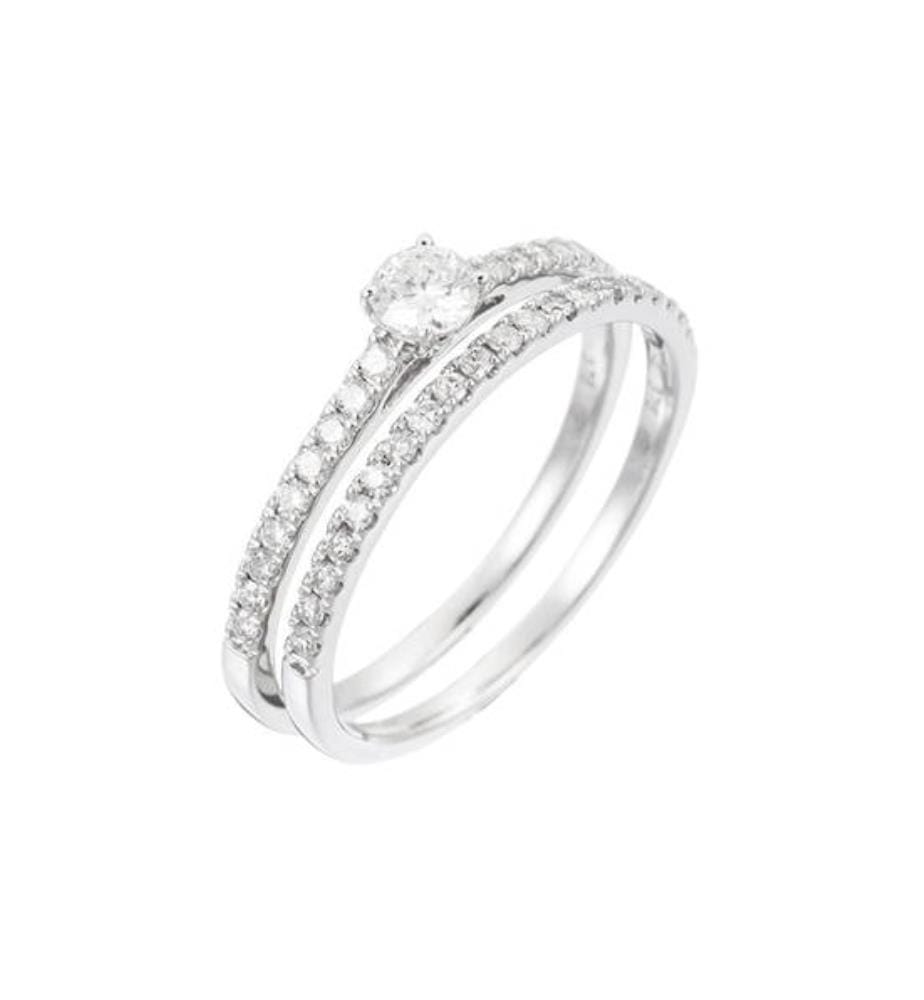 2er Ring-Ensemble Noble Solitaire - Silber
