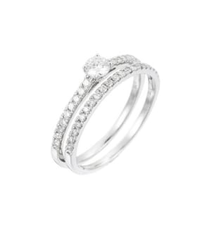 2er Ring-Ensemble Noble Solitaire - Silber
