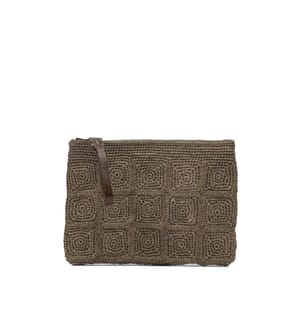 TANALA Dark Tea Chic Raffia Clutch - Braun