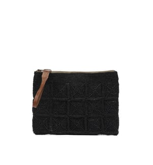 TANALA Chic Raffia Clutch - Schwarz