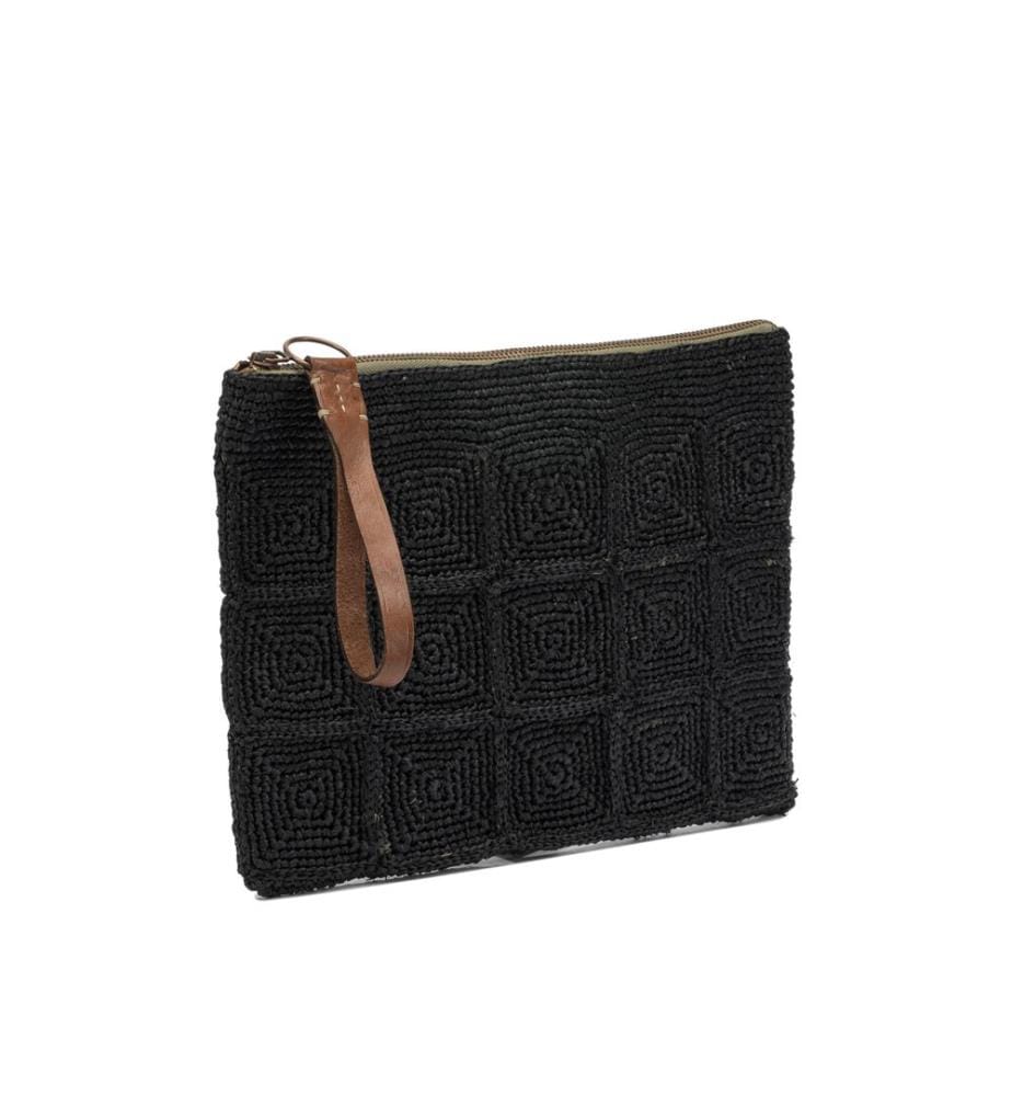 TANALA Chic Raffia Clutch - Schwarz