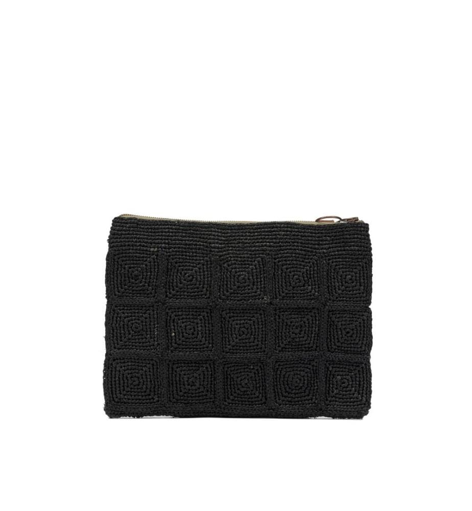 TANALA Chic Raffia Clutch - Schwarz