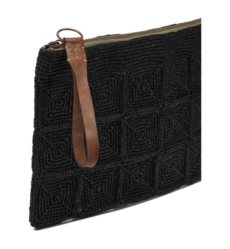 TANALA Chic Raffia Clutch - Schwarz