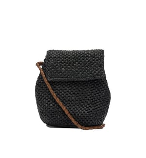 ZAZ Mini-Raffia-Tasche - Schwarz