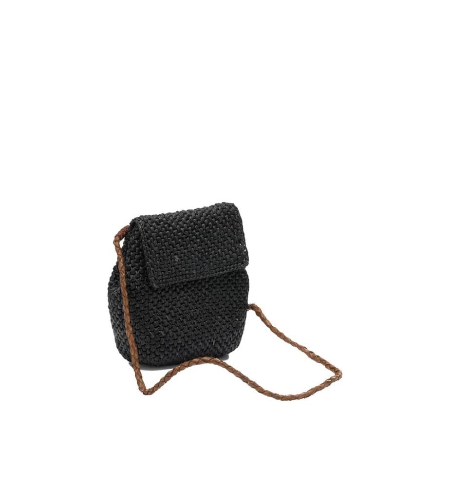 ZAZ Mini-Raffia-Tasche - Schwarz
