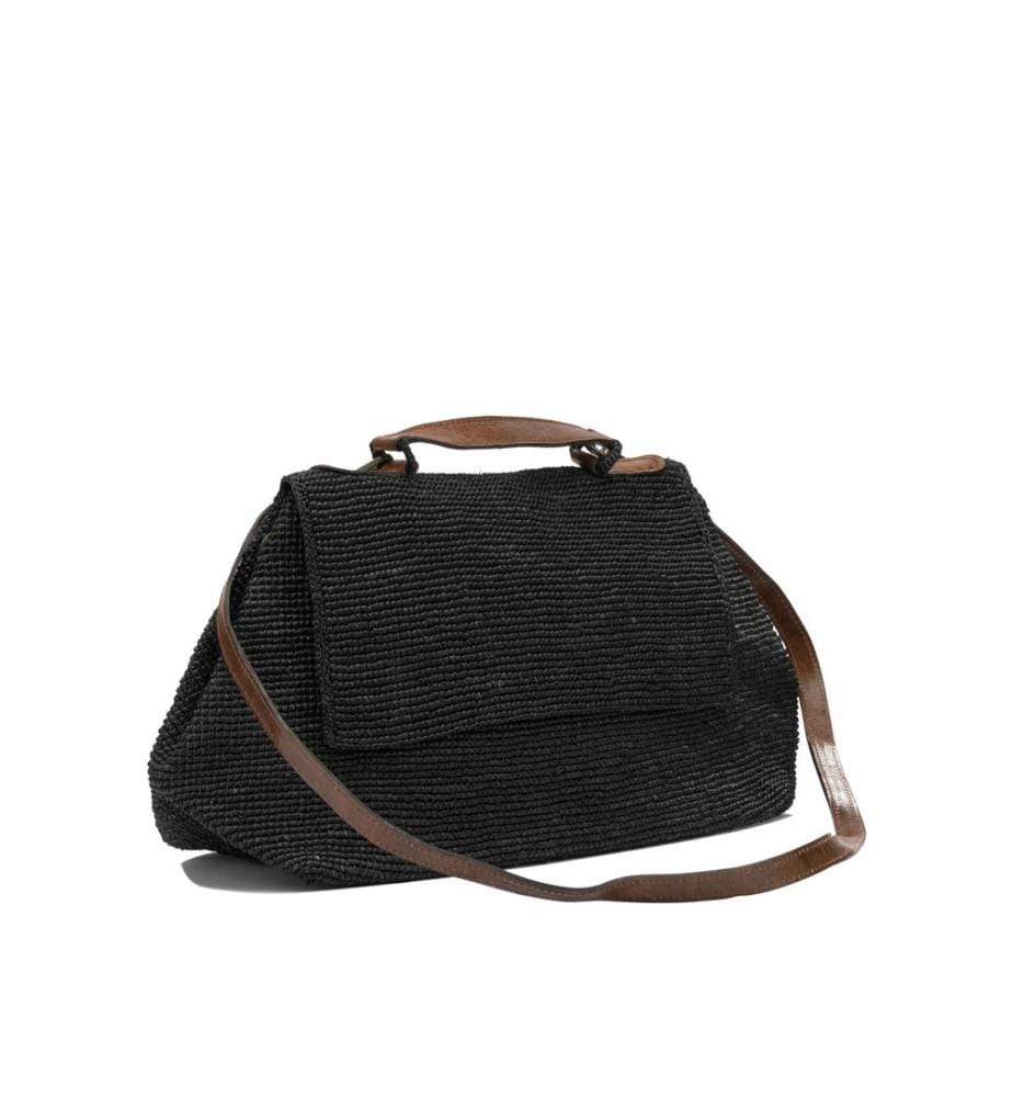 LAHADY BLACK RAFFIA Umhängetasche - Schwarz