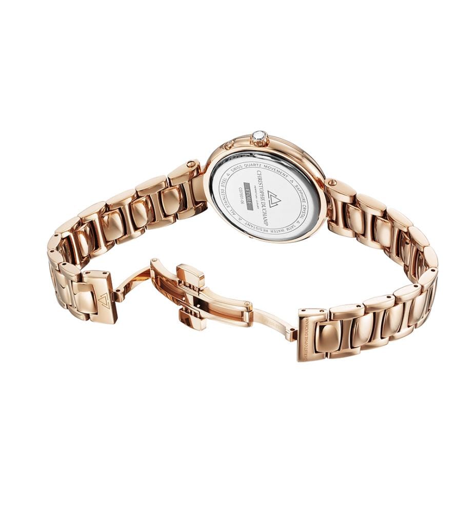 Uhr Weisses Perlmutt-Zifferblatt, Armband und Gehäuse aus Roségold - 36mm