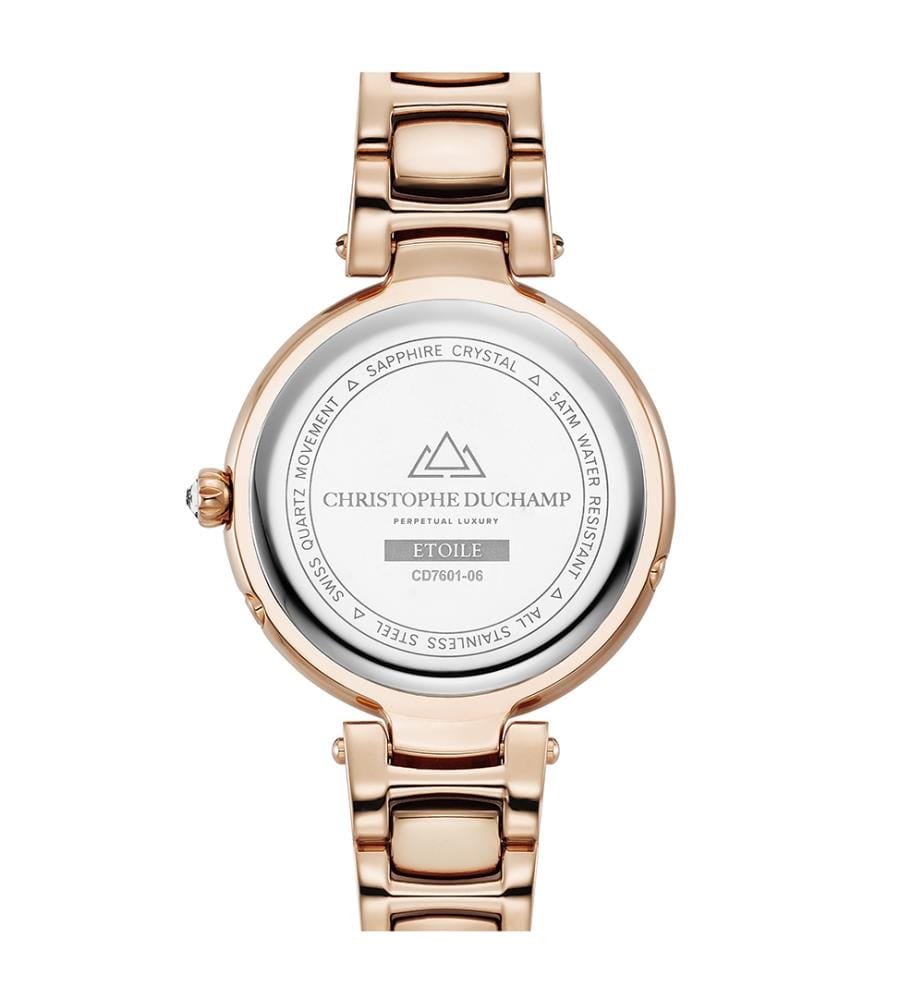 Uhr Weisses Perlmutt-Zifferblatt, Armband und Gehäuse aus Roségold - 36mm