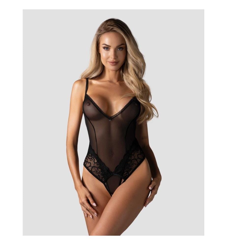 Blomentis offener Body - Schwarz