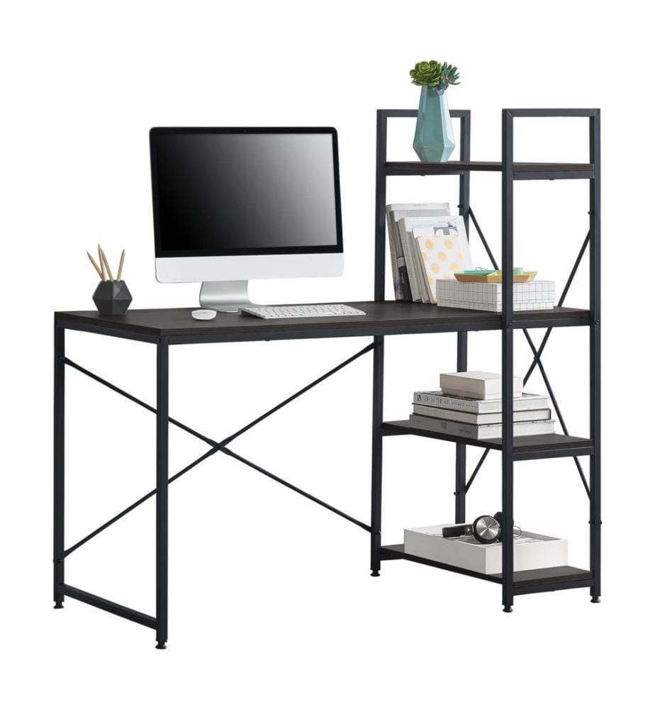 Schreibtisch Stavanger 122x120x64 cm mit Regal 4 Flächen Metall