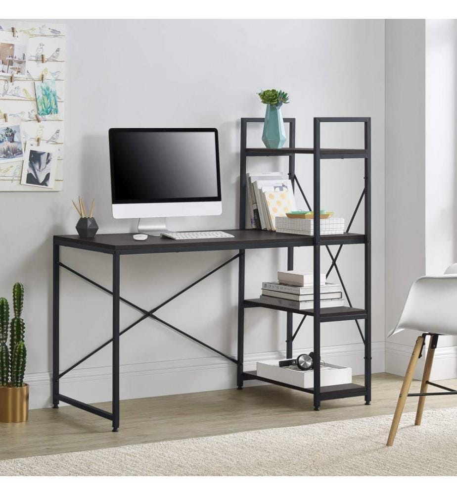 Schreibtisch Stavanger 122x120x64 cm mit Regal 4 Flächen Metall