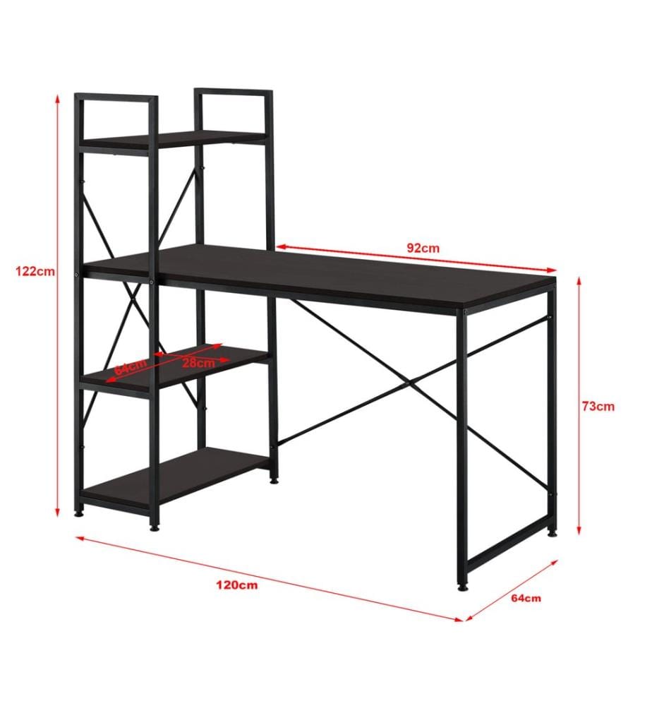 Schreibtisch Stavanger 122x120x64 cm mit Regal 4 Flächen Metall