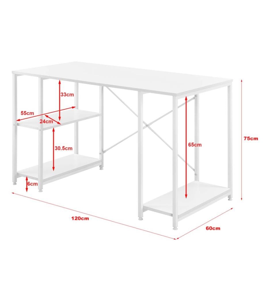 Schreibtisch Aarhus 75x120x60 cm mit 3 Ablagen