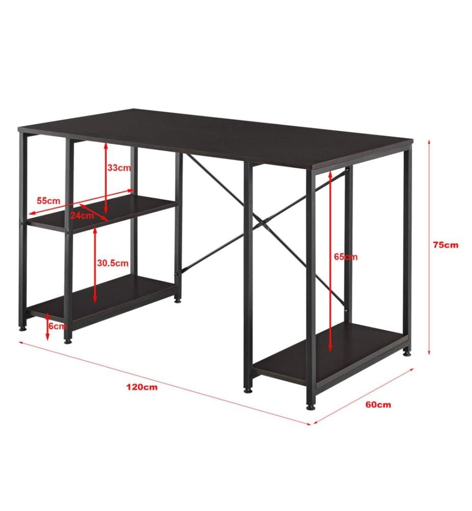 Schreibtisch Aarhus 75x120x60 cm mit 3 Ablagen