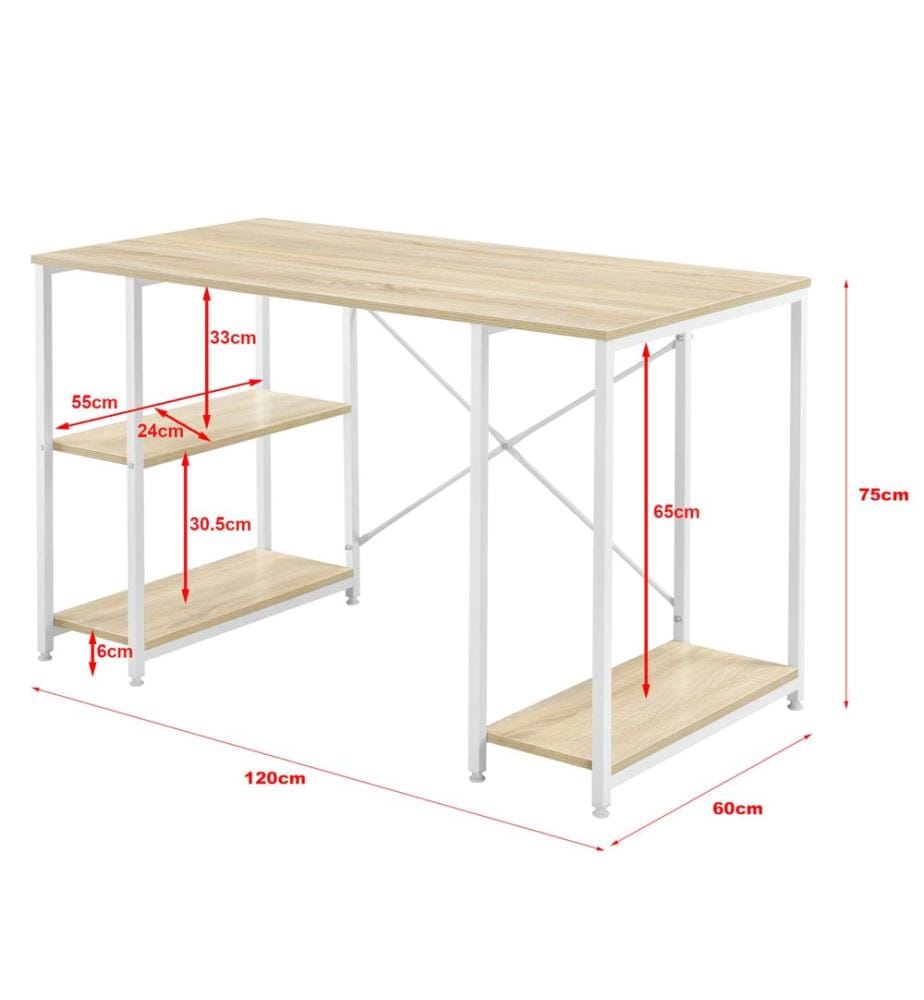 Schreibtisch Aarhus 75x120x60 cm mit 3 Ablagen