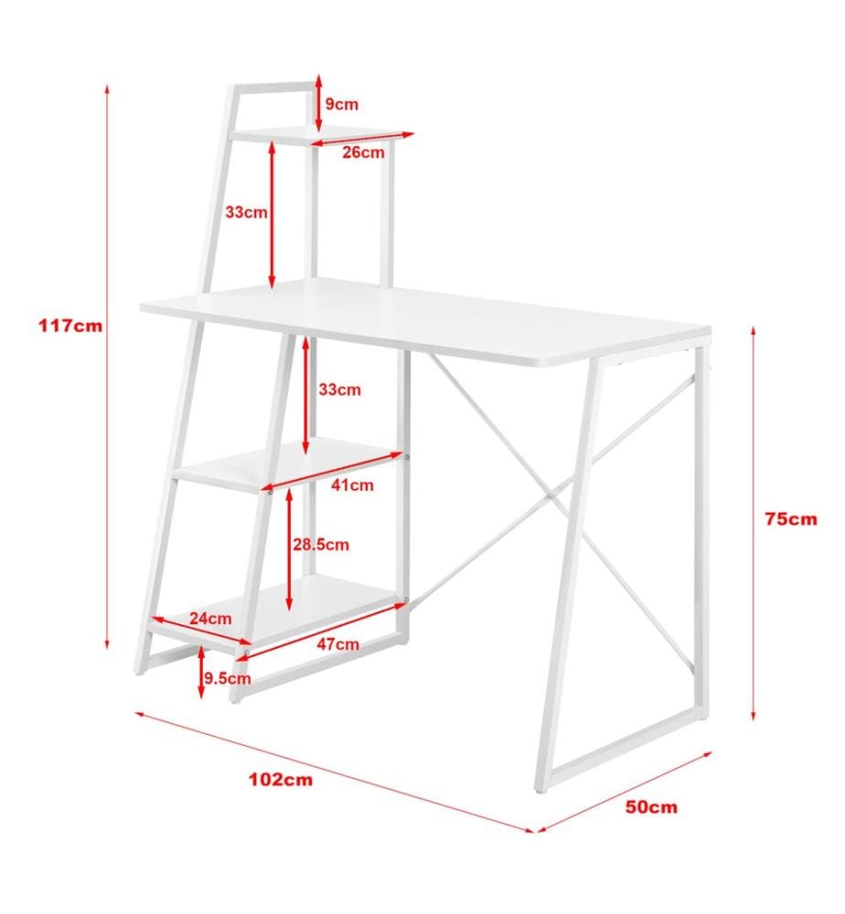 Schreibtisch Aalborg 117x102x50 cm mit Regal 4 Flächen